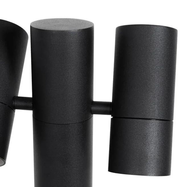 QAZQA Stehende Außenleuchte schwarz 50 cm 2-Licht verstellbar - Duo