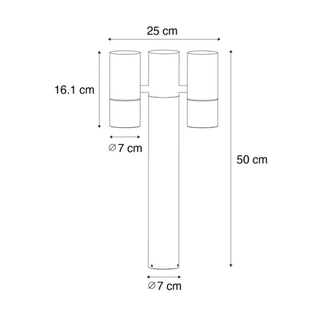 QAZQA Stehende Außenleuchte schwarz 50 cm 2-Licht verstellbar - Duo