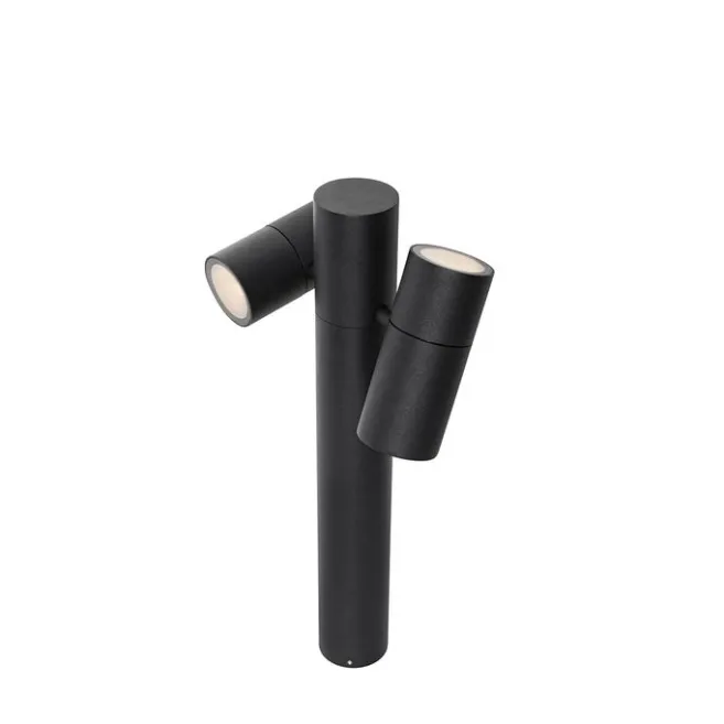 QAZQA Stehende Außenleuchte schwarz 50 cm 2-Licht verstellbar - Duo