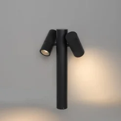 QAZQA Stehende Außenleuchte schwarz 50 cm 2-Licht verstellbar - Duo