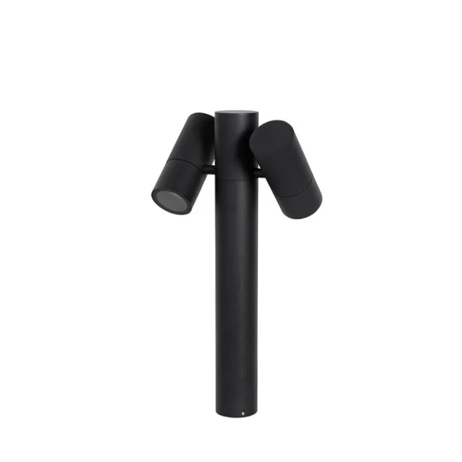 QAZQA Stehende Außenleuchte schwarz 50 cm 2-Licht verstellbar - Duo