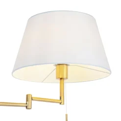 QAZQA Stehlampe Bronze mit weißem Schirm und verstellbarem Arm - Ladas Deluxe