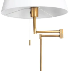 QAZQA Stehlampe Bronze mit weißem Schirm und verstellbarem Arm - Ladas Deluxe