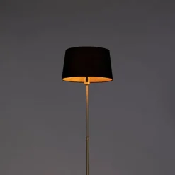 QAZQA Stehlampe Gold / Messing mit schwarzem Schirm 35 cm verstellbar - Parte