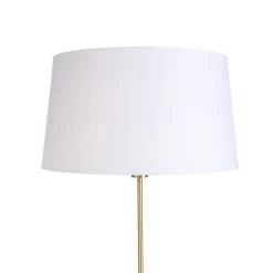 QAZQA Stehlampe Gold / Messing mit Leinenschirm weiß 45 cm - Parte
