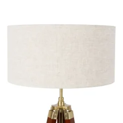 QAZQA Stehlampe Messing mit Schirm hellgrau 50 cm Stativ - Cortin