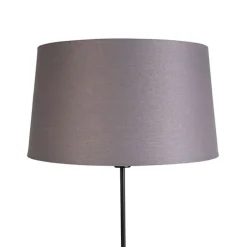 QAZQA Stehlampe schwarz mit dunkelgrauem Leinenschirm 45 cm - Parte