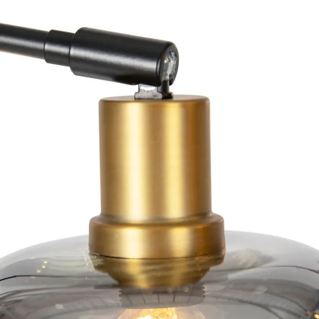 QAZQA Stehlampe Schwarz mit Gold mit Rauchglas 5 Lichter - Zuzanna