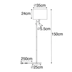 QAZQA Stehlampe schwarz mit goldenem Interieur und Leselampe - Jelena