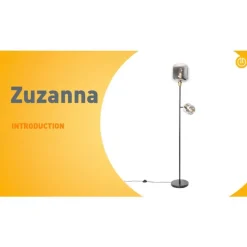 QAZQA Stehlampe schwarz mit Gold mit Rauchglas 3 Lichter - Zuzanna
