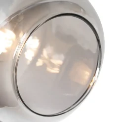 QAZQA Stehlampe schwarz mit Gold mit Rauchglas 3 Lichter - Zuzanna