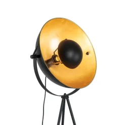 QAZQA Stehlampe schwarz mit goldenem 42 cm verstellbarem Stativ - Magnax