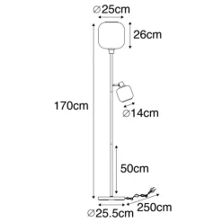 QAZQA Stehlampe schwarz mit Gold mit Rauchglas 2 Lichter - Zuzanna