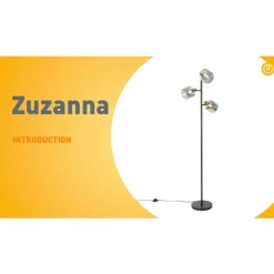 QAZQA Stehlampe schwarz mit Gold mit Rauchglas 2 Lichter - Zuzanna
