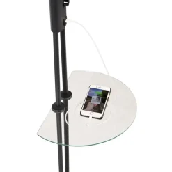 QAZQA Stehlampe schwarz mit Lesearm inkl. LED und USB-Anschluss - Sevilla