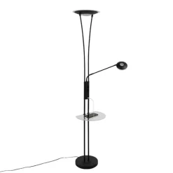 QAZQA Stehlampe schwarz mit Lesearm inkl. LED und USB-Anschluss - Sevilla