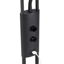 QAZQA Stehlampe schwarz mit Lesearm inkl. LED und USB-Anschluss - Sevilla