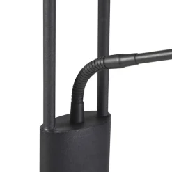 QAZQA Stehlampe schwarz mit Lesearm inkl. LED und USB-Anschluss - Sevilla