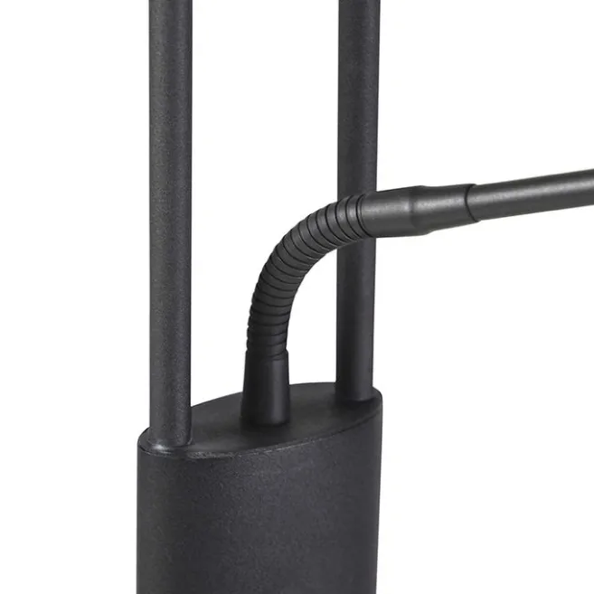 QAZQA Stehlampe schwarz mit Lesearm inkl. LED und USB-Anschluss - Sevilla