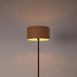 QAZQA Stehlampe schwarz mit Schirm hellbraun 50 cm - Simplo