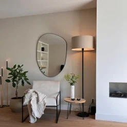 QAZQA Stehlampe schwarz mit Schirm hellbraun 50 cm - Simplo