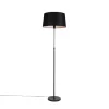 QAZQA Stehlampe schwarz mit schwarzem Leinenschirm 45cm verstellbar - Parte