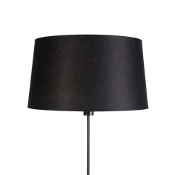 QAZQA Stehlampe schwarz mit schwarzem Leinenschirm 45cm verstellbar - Parte