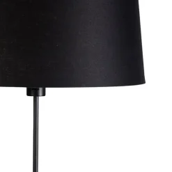 QAZQA Stehlampe schwarz mit schwarzem Leinenschirm 45cm verstellbar - Parte