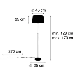 QAZQA Stehlampe schwarz mit schwarzem Leinenschirm 45cm verstellbar - Parte