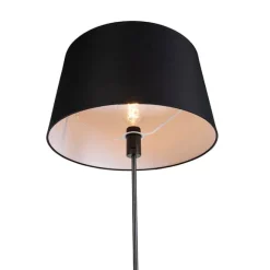 QAZQA Stehlampe schwarz mit schwarzem Leinenschirm 45cm verstellbar - Parte