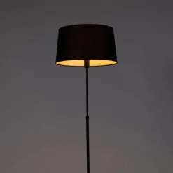 QAZQA Stehlampe schwarz mit schwarzem Leinenschirm 45cm verstellbar - Parte