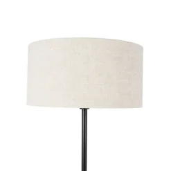 QAZQA Stehlampe schwarz mit Schirm hellgrau 50 cm - Simplo