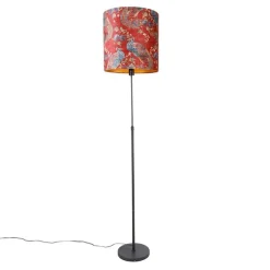 QAZQA Stehlampe schwarz Schatten Pfau Design rot 40 cm - Parte