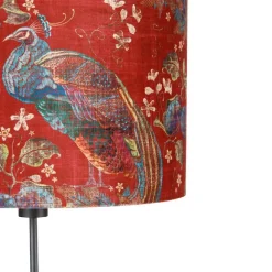 QAZQA Stehlampe schwarz Schatten Pfau Design rot 40 cm - Parte