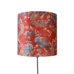 QAZQA Stehlampe schwarz Schatten Pfau Design rot 40 cm - Parte