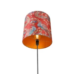 QAZQA Stehlampe schwarz Schatten Pfau Design rot 40 cm - Parte
