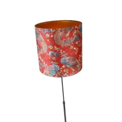 QAZQA Stehlampe schwarz Schatten Pfau Design rot 40 cm - Parte