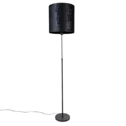 QAZQA Stehlampe schwarz Schirm schwarz 40 cm verstellbar - Parte