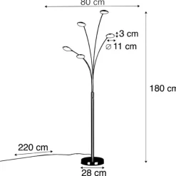 QAZQA Stehlampe Stahl inkl. LED mit Touch-Dimmer - Sixties Trento