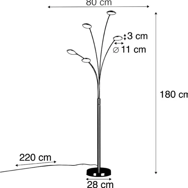 QAZQA Stehlampe Stahl inkl. LED mit Touch-Dimmer - Sixties Trento