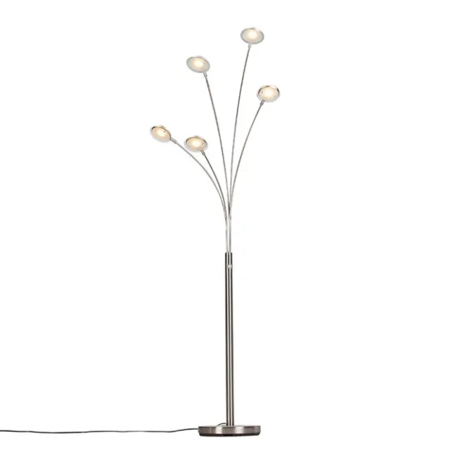 QAZQA Stehlampe Stahl inkl. LED mit Touch-Dimmer - Sixties Trento