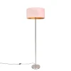 QAZQA Stehlampe Stahl mit rosa Schirm 50 cm - Simplo