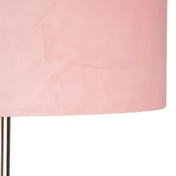 QAZQA Stehlampe Stahl mit rosa Schirm 50 cm - Simplo