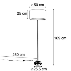 QAZQA Stehlampe Stahl mit rosa Schirm 50 cm - Simplo