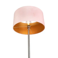 QAZQA Stehlampe Stahl mit rosa Schirm 50 cm - Simplo