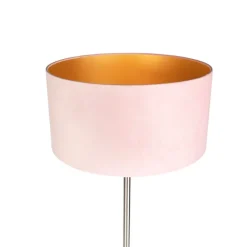 QAZQA Stehlampe Stahl mit rosa Schirm 50 cm - Simplo