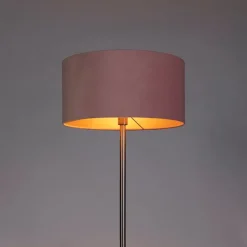QAZQA Stehlampe Stahl mit rosa Schirm 50 cm - Simplo