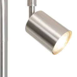 QAZQA Stehlampe Stahl mit Schirm grau und Leselampe - Jelena