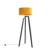 QAZQA Stehlampe Stativ schwarz mit gelbem Schirm und Gold 50 cm - Puros