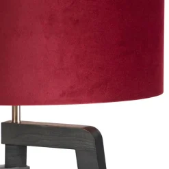 QAZQA Stehlampe Stativ schwarz mit rotem Schirm und Gold 50 cm Puros